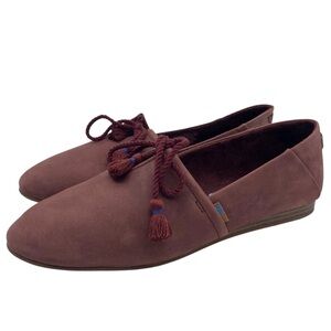 Toms Womens Shoes Kelli Slip On Shoes Sz 7 Burgundy Purple Red Flats Leather